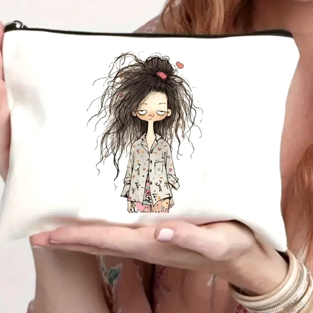 Makeup Bag • Large • Messy Hair Girl
